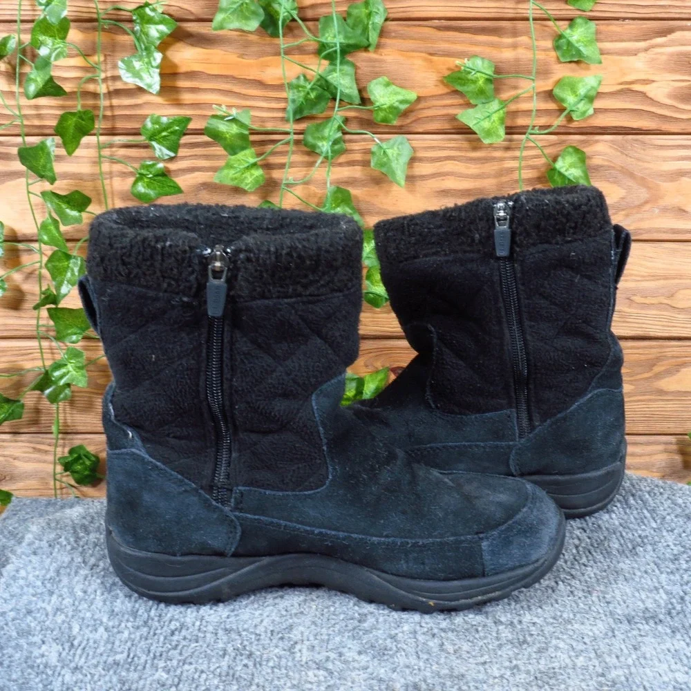 L.L. Bean Primaloft Women Winter Boots Sz 6.5 Wide Snow Cold Weather Black Suede